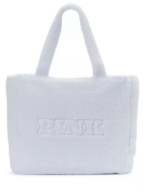 Victoria's Secret PINK 2024 Logo Plush Teddy Sherpa Fleece Tote Travel Bag